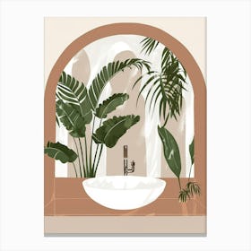 Bathroom Sink With Plants Canvas Print