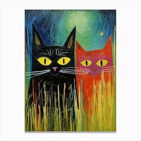 Colourful Cats In The Long Grass 1 Canvas Print