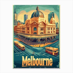 Aihrgdesign A Vintage Travel Poster Of Melbourne Canvas Print