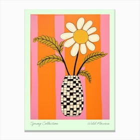 Spring Collection Wild Flowers Orange Tones In Vase 3 Canvas Print