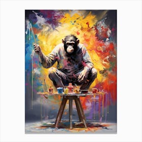 Colourful Thinker Monkey Graffiti Illustration 2 Canvas Print