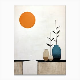 Vases And Sun, Boho Art Style Canvas Print