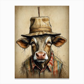 Cow In Hat 1 Canvas Print