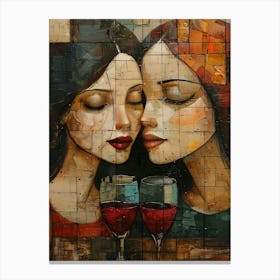 Two Women With Wine Glasses Canvas Print