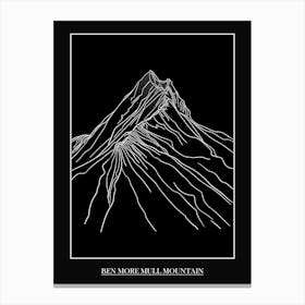 Ben More Mull Mountain Line Drawing 3 Poster Canvas Print
