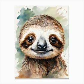 Sloth Watercolor Painting Canvas Print