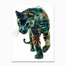 Double Exposure Realistic Black Panther With Jungle 11 Canvas Print