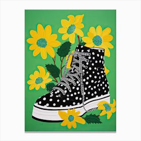 Floral Fusion in Footwear: Sneakers and Blooms Canvas Print