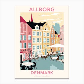 Allborg, Denmark, Flat Pastels Tones Illustration 4 Poster Canvas Print