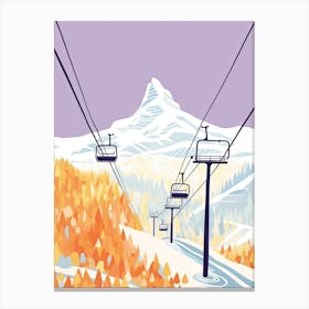 Zermatt   Switzerland, Ski Resort Pastel Colours Illustration 0 Canvas Print