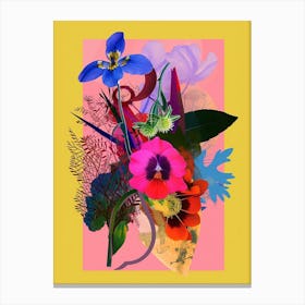 Forget Me Not 7 Neon Flower Collage Canvas Print