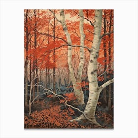 Birch 5 Vintage Autumn Tree Print  Canvas Print
