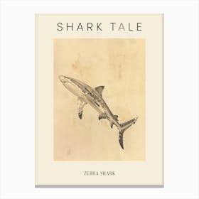 Zebra Shark Vintage Illustration 5 Poster Canvas Print