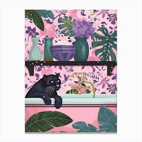 Panther In The Bathroom Canvas Print