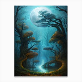 Full Moon In The Forest 1 Canvas Print