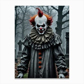 Lurking Laughter Under the Moonlight Spooky Clown Canvas Print