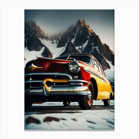 Vintage Car In The Mountains 1 Canvas Print