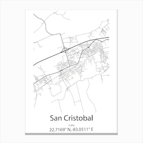 San Cristobal,Cuba Minimalist Map Canvas Print