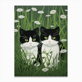 Two Cats In The Grass Canvas Print