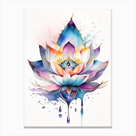 Lotus Flower, Symbol, Third Eye Watercolour 7 Canvas Print