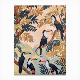 Toucans Pastels Jungle Illustration 1 Canvas Print