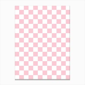 Check Pattern Baby Pink And White Canvas Print