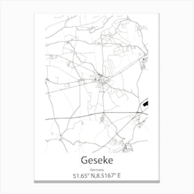 Geseke,Germany Minimalist Map Canvas Print