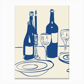 Table Setting With Wine Glasses Canvas Print