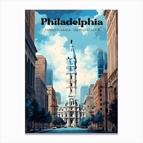 Philadelphia Pennsylvania United States City Hall Modern Travel Art Canvas Print