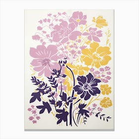 Colourful Flower Still Life Risograph Style 31 Canvas Print