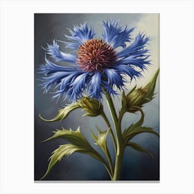 Vintage Blue Cosmos Floral Canvas Print