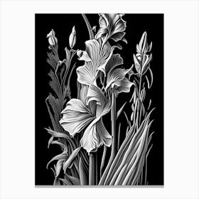 Gladiolus Wildflower Linocut Canvas Print