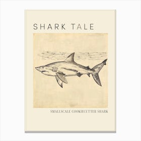 Smallscale Cookiecutter Shark Vintage Illustration 5 Poster Canvas Print