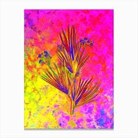 Blue Stars Botanical in Acid Neon Pink Green and Blue Canvas Print