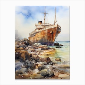 Titanic Ship Wreck Watercolour 2 Canvas Print