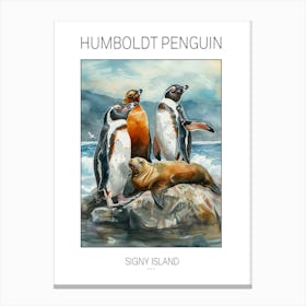 Humboldt Penguin Signy Island Watercolour Painting 2 Poster Canvas Print