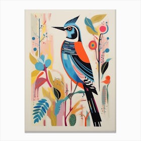 Colourful Scandi Bird Hoopoe 2 Canvas Print