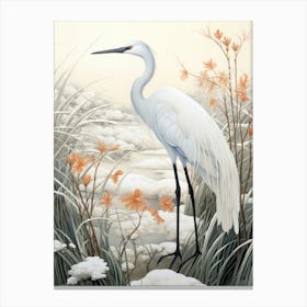 Winter Bird Painting Crane 2 Canvas Print