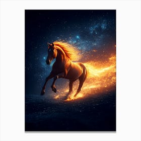 Horse Running In The Night Sky Leinwandbild