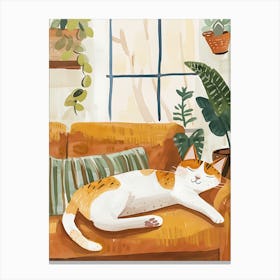 Cat Sleeping On The Couch Canvas Print