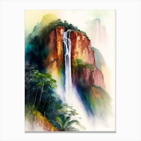 Angel Falls, Venezuela Water Colour  (2) Canvas Print