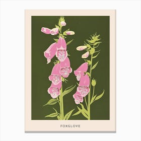 Pink & Green Foxglove 2 Flower Poster Canvas Print
