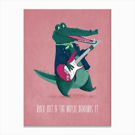 Rock Out Crocodile Electric Guitarist Band Dancing Canvas Print