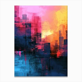 Abstract City Skyline | Pixel Art Series Canvas Print