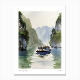 Ha Long Bay, Vietnam 4 Watercolour Travel Poster Canvas Print
