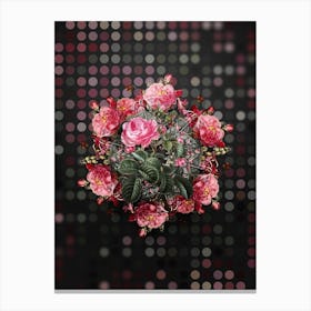 Vintage Provence Rose Flower Wreath on Dot Bokeh Pattern n.0377 Canvas Print