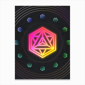 Neon Geometric Glyph in Pink and Yellow Circle Array on Black n.0192 Canvas Print
