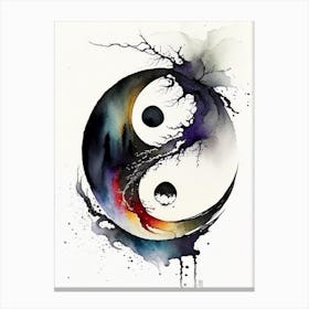 Ying Yang Symbol Japanese Ink Canvas Print