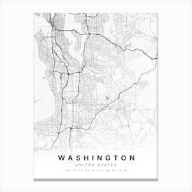 Washington Usa White Map Canvas Print