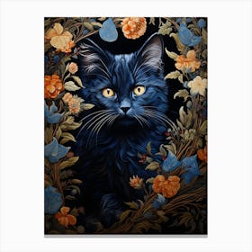 Contemporary Floral Cat 1 Canvas Print